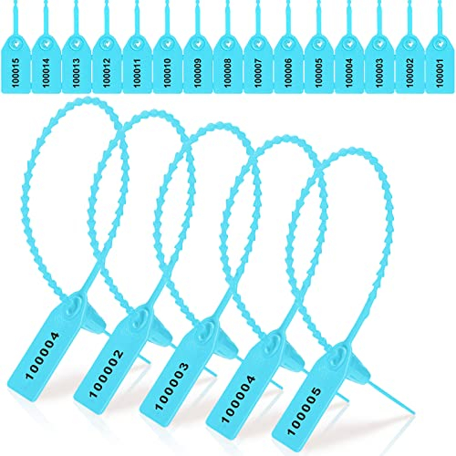 1000 Stück Kunststoff Tamper Seals Feuerlöscher Tags Sicherheitsschilder Sicherheit nummerierte Kabelbinder Etiketten Sicherheit Einweg Selbstsichernde Beschilderung 250 mm Länge (Hellblau)