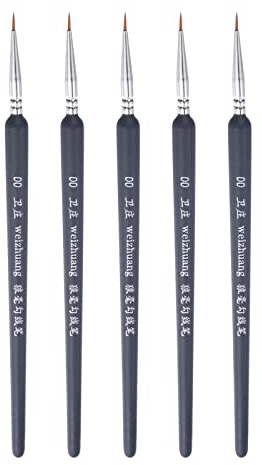 sourcing map 5pcs Detail Paint Brushes 7mm Pointed Tip 180mm Length Nylon Hair Miniature Painting Brush for Watercolor Oil Acrylic Painting(00#), Black