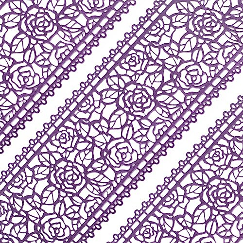10tlg Große gebrauchsfertige Spitze Tortenband essbar Spitzenbordüre Rosenblüte lila