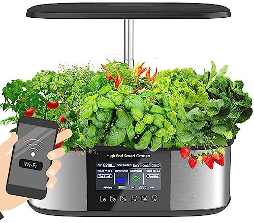 GEHPYYDS 12 Pods Hydroponics Growing System with 7.5L Water Tank Height Adjustable Smart Kitchen Herb Indoor Planter Germination Kit with LED Grow Lights
