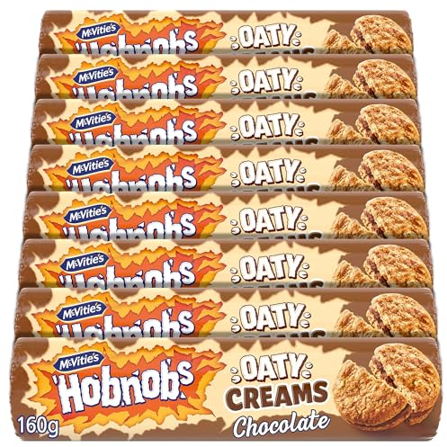 McVitie's Hobnobs Oaty Cream Chocolate Flavoured Biscuits, 160 g (Pack of 24)