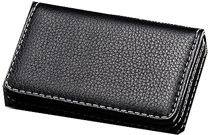 Custodia per biglietti da visita in pelle PU magnetica porta biglietti da visita porta carte di nome adatto per uomini e donne, Nero