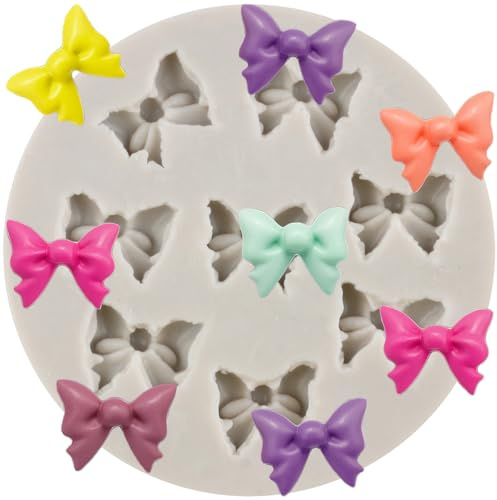 MYPRACS Mini Schleife Silikon Fondant Form Zucker Snoep Cake Pop Bogen Handwerk Formen für Kuchen dekorieren Cupcake Topper Polymer Ton Süßigkeiten Schokolade Kaugummi Paste