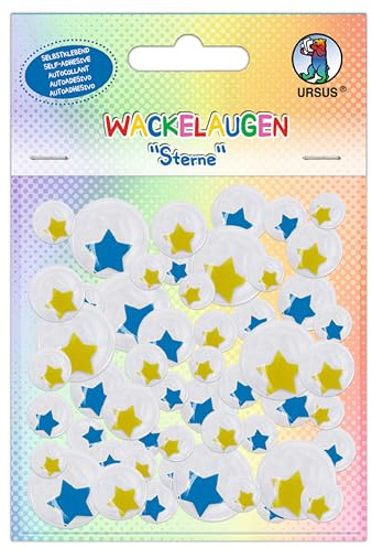 Ursus 8530002 - Wackelaugen Sterne, selbstklebende Bastelaugen mit Stern-Motiv in 4 Größen (Ø 10 - 20 mm), 52 Stück