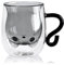JJQHYC Cat Mug, Cat Gift for Cat Lovers, Double Wall Glass Coffee Mug, Espresso Cups, Cat Coffee Cups, Cute Cat Mug for Latte, Cappuccino, Milk