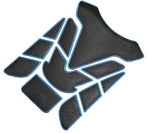 A ABSOPRO Universal 3D Motorcycle Gas Tank Decal 7.68''x5.63'' Black Blue | Gas tank protector sticker, Fuel oil gas tank pad, PVC Rubber, Black Blue