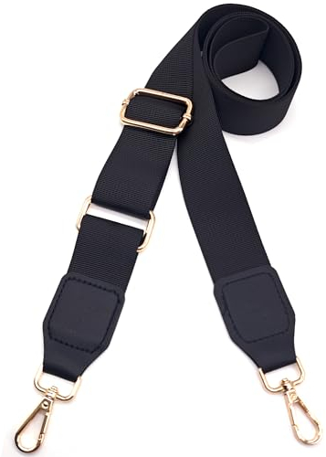 Xundefeng 3.8cm Schwarz Breiter Taschengurt Verstellbarer Schultergurt für Taschen Taschengurte zum Wechseln Schulterriemen - Gold Clip