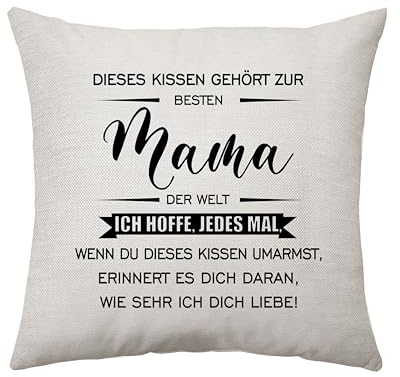 Aconesong Dieses Kissen Gehört zum Besten Mama Geschenke von Tochter Sohn Deko Kissenbezug für Mama Idee Geburtstag Muttertag Mama Mutter Quadratische Kissen Taille Kissenbezug (Mama)