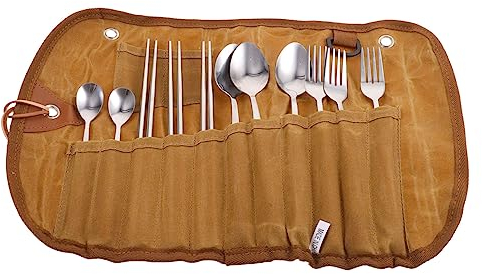 Mipcase 1 Set Set Storage Bag Camping Tablewares Utensils with Bag Camping Supplies Camping Kitchen Accessories Portable Bag Utensils Folding Tableware Pouch