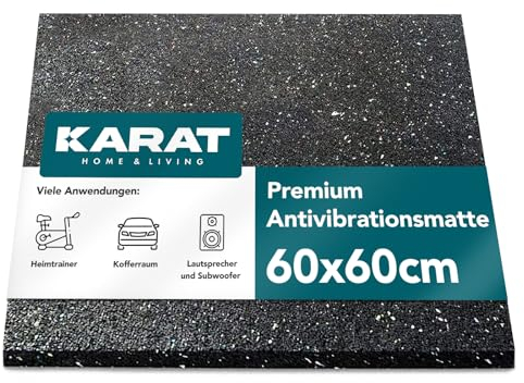 KARAT Antivibrationsmatte 60 x 60 cm, 2 cm dick - zuschneidbare Antivibrationsunterlage für Waschmaschine & Trockner, Gummiunterlage, Waschmaschinenunterlage, Schallschutzmatte, Gummimatte