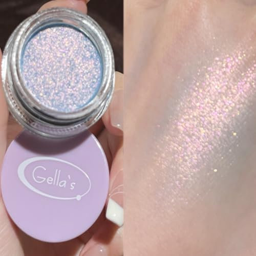 KARLOR Flüssig Highlighter Augen Glitzer, cremig Lidschatten mit Schimmer Gesicht Highlighter Makeup Perlmutt Glitzer cremige Glitter flüssiger Schimmer Highlighter Wange Gesicht(03#)