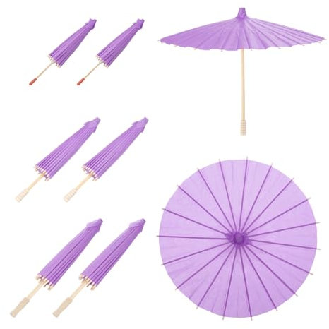 sourcing map 6 ombrelli di carta da 20 cm/30 cm/40 cm, ombrelli in carta oliata fai da te, per fotografie, oggetti di scena, decorazioni per feste e matrimoni, viola