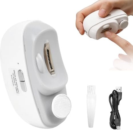 2 in 1 Electric Nail Clippers, Automatic Nails Trimmer, Electric Fingernail Cutter, Automatic Nail Clippers and Polisher with LED Light and Nail Scraps Storage for Adults, Children and Elders