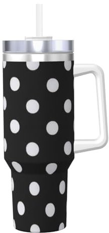 Black & White Big Dot Print 40oz Ice Bully Portable Insulated Stainless Steel Tumbler Caldo Freddo Bevande Regalo