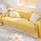Luxuriöse graue Strickdecke für extra großes 4-Sitzer-Sofa, gelb, 180 x 400 cm