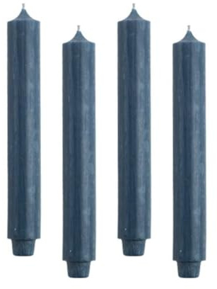 ukiyo 4er Pack Rustikale Stabkerzen H:30 cm Ø:3,2 cm - 21 Stunden Brenndauer - Dicke Kerzen Dinnerkerzen Tafelkerzen Kirchenkerzen, Farbe:Petrol