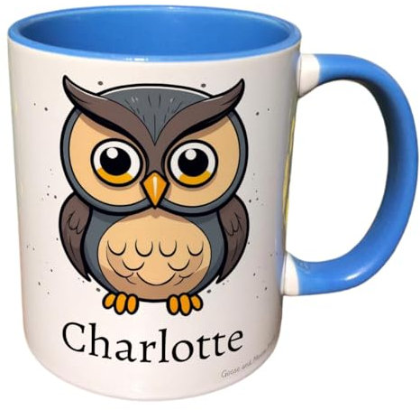 Personalised Owl Mug, Gift for Wildlife Spotter, Thank you Present for Owl Lover, Housewarming Coffee Cup, Country Kitchenware (Pink)