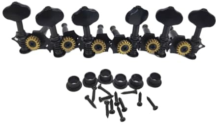 Sefdrert Acoustic Guitar String Tuning Pegs Kit with Screw Ferrule Universal Tuners Open Tuning Standard Accessories Black