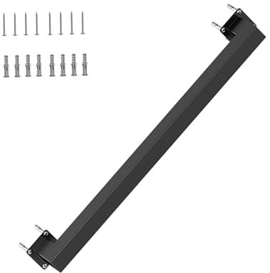 Wrought Iron Stair Railing Black - Square Wall Handrail for Indoor and Outdoor Use, Balcony, Parapet and Stairs, Simple Assembly Kit with Style and Robustness (Black, 60cm/23.6 inch)