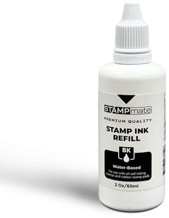 Stampmate Premium Refill Ink for Self-Inking Stamps and Stamp Pads - 2 oz. Bottle (Black)