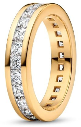 PANDORA Timeless Unendlichkeitsring mit Kanalfassung aus 14K vergoldetem Sterling Silber mit Zirkonia, Größe: 52, 163797C01-52