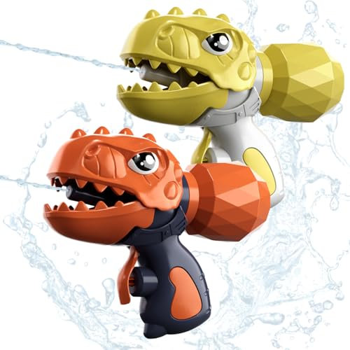 Wasserpistole Kinder, 2 Stück Wasserspritzpistole mit 8-10 M Reichweite, Mini Dinosaurier Spritzpistole Wasser, Wasserpistole Spielzeug für Kinder Sommer Freien Pool Strand
