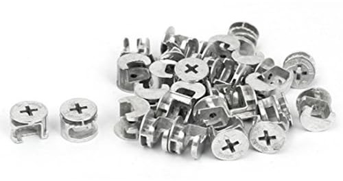 TA-VIGOR 30Pcs Furniture Connecter Cam Lock Nuts Fittings, 15mm x 12mm Screw Eccentric Fasteners for Cabinet Drawer Dresser Wardrobe Furniture Panel Connecting, Silver
