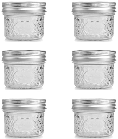 Hniuyun 6 pack Small Mason Jars, Glass Jars with Lids and Bands for Spice, Jam, Honey, Wedding Favors, Shower Favors, DIY Candles Decor