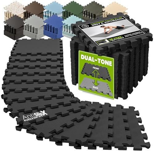 Bodenschutzmatte Fitness Set AntiSlipX - rutschfeste Sportmatte Puzzlematte | Gymnastikmatte Matte für Sportgeräte Fitnessmatte Turnmatte Unterlegmatte Bodenmatte Trainingsmatte Yogamatte Pilatesmatte