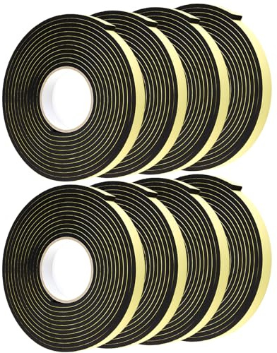 Donvuka Dichtungsband Moosgummi Selbstklebend, 10mm x 3mm dichtband selbstklebend, schaumstoff klebeband für Fensterfugen Schranktürkanten Tür Kochfelder (Schwarz)