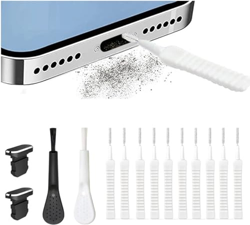 14 Pcs Phone Cleaner Kit, with Anti-Static Design for USB-C Ports, Lightning Ports & Speakers, Phone Port Cleaning Kit with Brushes & Foam Tips for Charging Port, Earphones & Small Accessories