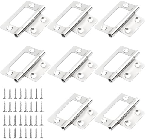 8 Pack Flush Hinges, Bifold Door Hinge 2 Inch Silent Flush Hinges