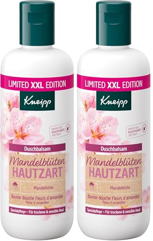 Kneipp XXL Duschgel Mandelblüten Hautzart Duschbalsam - mit Mandelmilch & Mandelöl für geschmeidige Haut - Rezeptur ohne Mikroplastik - 400ml (Packung mit 2)