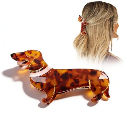 Pinza para el pelo de perro salchicha, pinzas para el pelo para mujer, diseño de leopardo, pinzas para el pelo, pinzas para el pelo, pinzas para el pelo, regalos para amantes de los perros