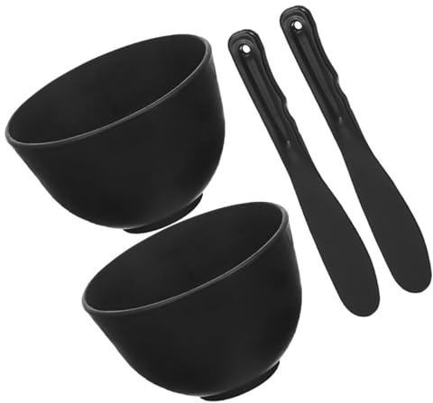 CHICAMPERA Silicone Facial Mask Mixing Bowl Set Mask Mixing Tool Black Versatile Use Deep Cleansing for Home Skincare and Spas