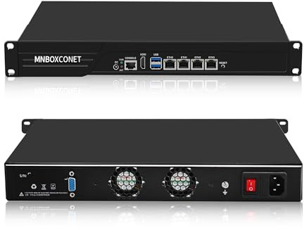 MNBOXCONET 13 Rackmount 1U Firewall Appliance N3160, 4 Ports i226-V 2.5GbE Port, DDR3 8GB RAM 128GB SSD, Rack Network Hardware Server Router PC, OPNSense, AES-NI, Mini-PCIE, VGA+HD Dual Dispaly, COM