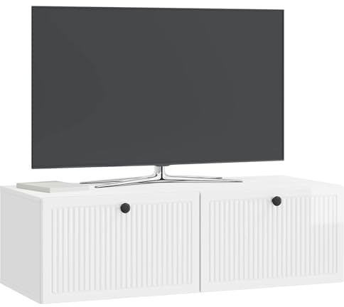 vidaXL Wandmontierter TV-Schrank Hochglanz Weiß 98 x 41 x 30 cm