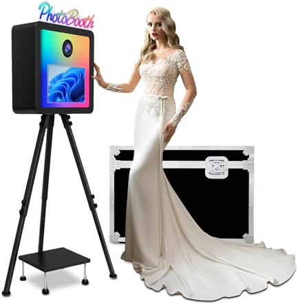 Fotospiegel mit RGB Farben, 15,6 Zoll Touchscreen, Selfie DSLR Fotobox Maschine für die Vermietung bei Hochzeiten, Partys und Veranstaltungen (Black, Photo Booth)