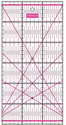 SEMPLIX Patchwork-Lineal, transparentes Quilt-Lineal mit cm-Skala und Winkelfunktionen, ideal für Patchwork und Basteln, 30 x 15 cm (Rosa)