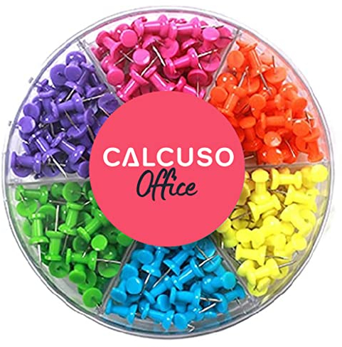CALCUSO Reißnägel: 240 Bunte, Haltbare Reißnägel/Pinnadeln/Reißzwecken in 6 Farben je 40 Stück - Farbig sortiert in praktischer Aufbewahrungsbox - Ideal für Haushalt, Büro, Schule, Uni