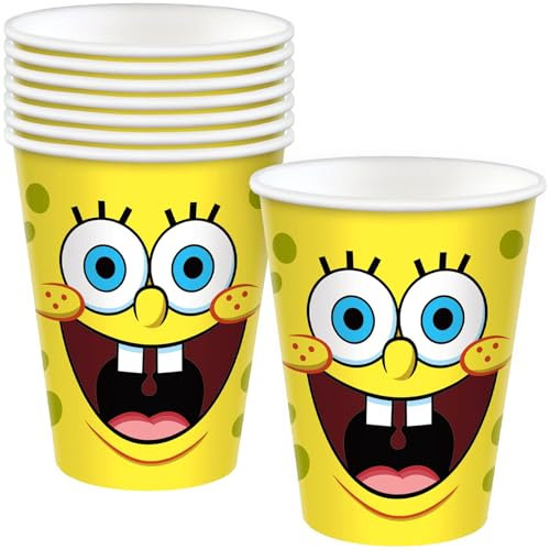 amscan (PKT) Vasos de papel de Bob Esponja SquarePants de 266 ml (8 unidades)