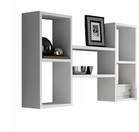 Per la vita Wandregal Weiß Polo – Schweberegal 6 Ebenen 92 x 21 x 65 cm - Bücherregal für Büro, Wohnzimmer, Schlafzimmer, Kinderzimmer - Multifunktionales Aufbewahrungsregal