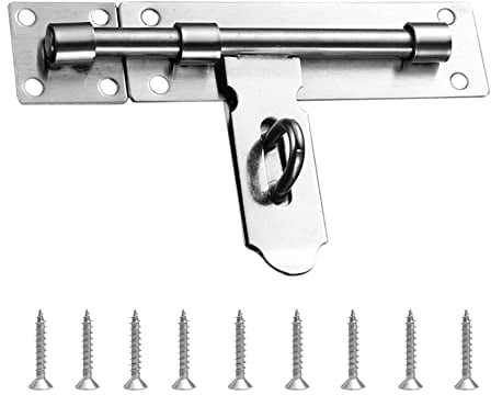 Gativs Loquet de Porte Serrure Porte Verrou Loquet Porte Loquet de Verrou Boulon à Glissière Loquet de Portail en Acier Inoxydable pour Entrepôt Garage Grange Portail Cour Porte avec Vis