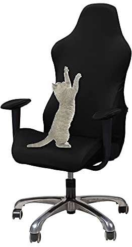 KiKiYe Gaming-Stuhl-Überzug, Stretch-Sitzbezug, für Leder, Computerstuhl, mit Rüschen, Schwarz, Einheitsgröße