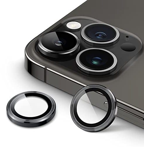 JETech Pellicola Fotocamera per iPhone 14 Pro 6,1 Pollici e iPhone 14 Pro Max 6,7 Pollici, 9H Vetro Temperato Copri Anello Individuale in Metallo, HD Chiaro, 1 Set (Nero Siderale)