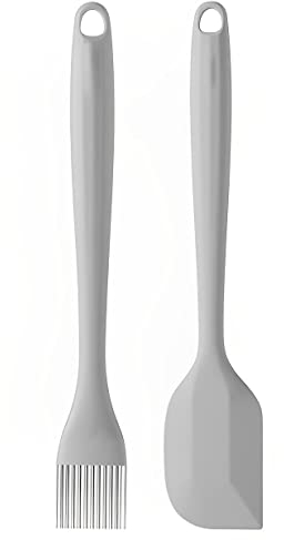 Juego de Cocina de Silicona, Juego de 2 Piezas de 22 Cm de Pincel y 24cm Lengua de Cocina, Espátula y Cepillo para Reposteria, Utensilios de Cocina