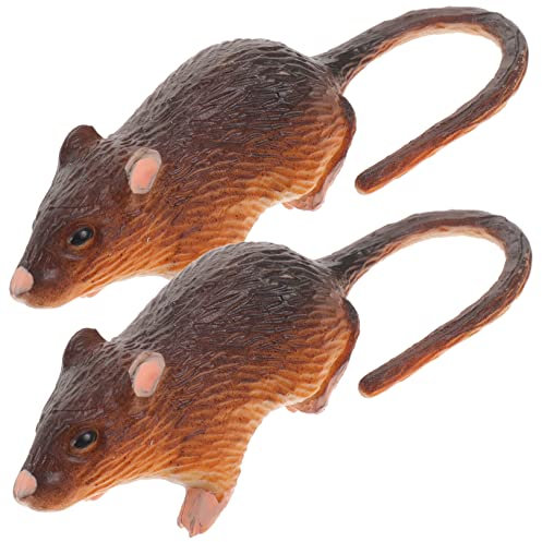 STOBOK 2pcs Mouse Model Faux Mice Rat Party Toys Tricks Pranks Prop Lifelike Fake Realistic Toy Prank Play Toy Terrible Prop Animal Toys Mouse Shape Toys Pet Cat Child Ghost Plastic