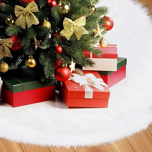 Weihnachtsbaumdecke Weiß,Weihnachtsbaum Rock,90 cm Weihnachtsbaum Decke,Christbaumständer,Christmas Tree Skirt,Tannenbaum Christbaumdecke für Weihnachtsbaumdekoration