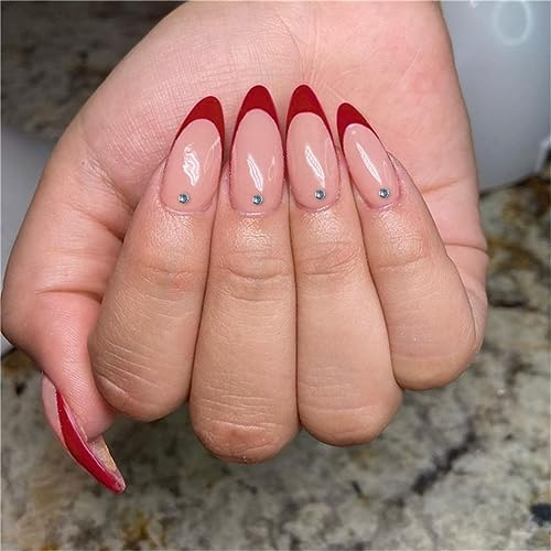 Künstliche Fingernägel für den Winter, Rot, 24 Stück