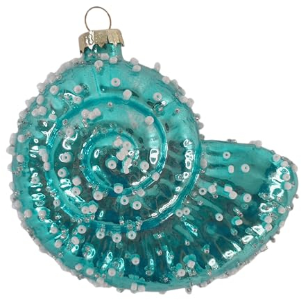 Muschel blau Blue Fossil Weihnachtsbaumkugel Glas Christbaumschmuck Weihnachten
